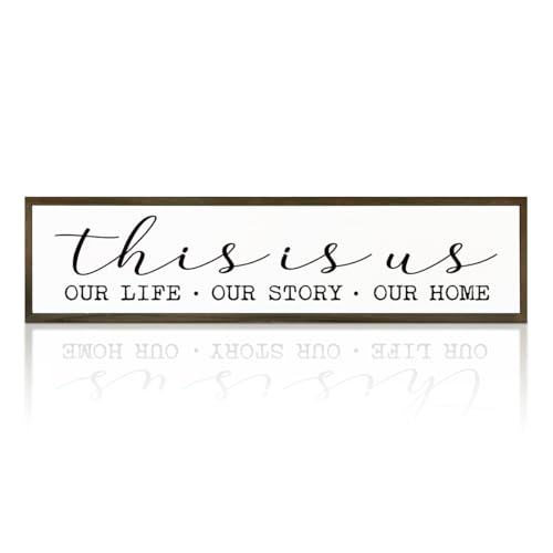 Inspirational Decor Sign, Shelf Table Decor, Modern Farmhouse Decor for Home Living Room Bedroom, Decorative Wooden Wall Sign, This is Our Life Our Story Our Home Sign 17.8x4x1.2 inches 16 - color: Day Sign 16