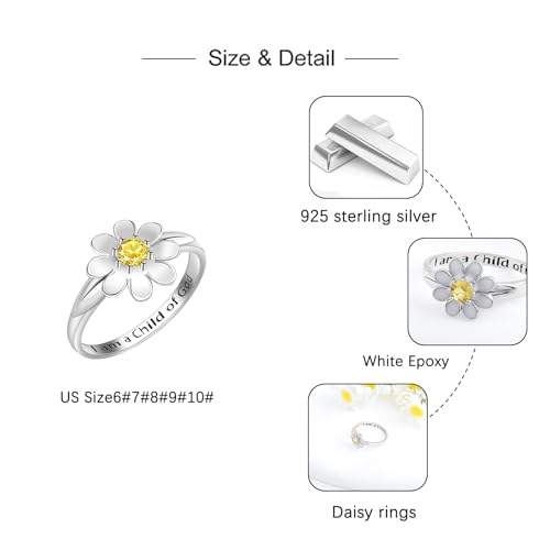 I Am A Daughter of God Ring: 925 Sterling Silver God Daisy Purity Rings