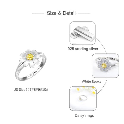 I Am A Daughter of God Ring: 925 Sterling Silver God Daisy Purity Rings