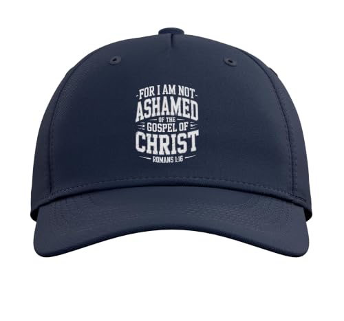 Not Ashamed Gospel Bible Verse God Jesus Christian Adjustable Baseball Hat - color: Navy Blue