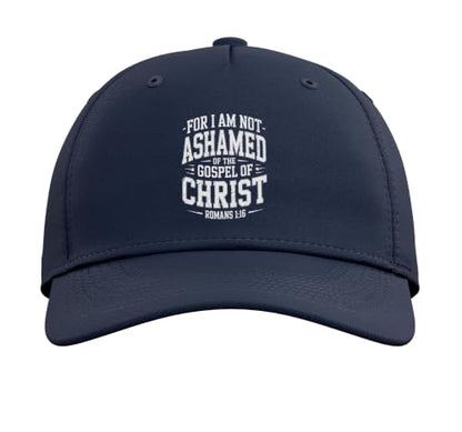 Not Ashamed Gospel Bible Verse God Jesus Christian Adjustable Baseball Hat - color: Navy Blue