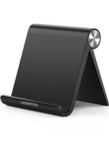 UGREEN Cell Phone Stand Holder for Desk Adjustable Compatible with iPhone 13 12 Pro Max 11 SE XS XR 8 Plus 6 7 Galaxy Note20 S20 S10 S9 S8 Foldable Black - color: Black