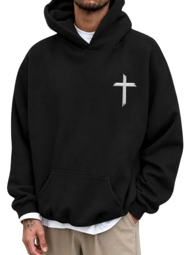 Christian Hoodies for Men Faith God's Cross Jesus Hoodie - color: Black1, size: Small
