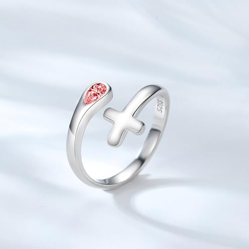 Jinlou Thumb Rings for Women - 925 Sterling Silver Birthstone Open Teardrop Encouragement Adjustable Ring Women Gifts for Teens Mom Birthday Mother's Day St Patricks Day - color: January, style: Cross CZ Ring
