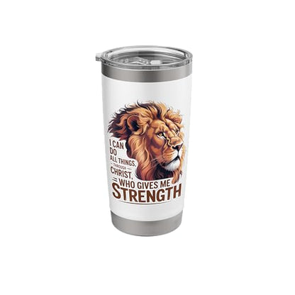 I Can Do All Things Through Christ Who Gives Me Strength Stainless Steel Insulated Tumbler - color: White