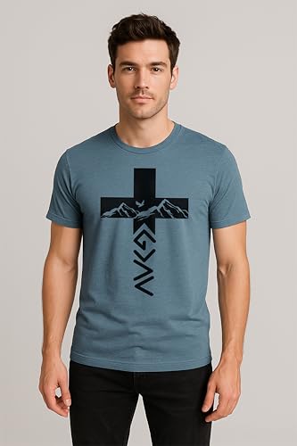 God Greater Than Highs and Lows Shirt – Inspirational Christian Faith Cross Tee - color: Indigo Blue, size: Large