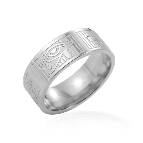 VASSAGO Stainless Steel Ancient Egyptian Ring for Men Women - color: silver, size: 8