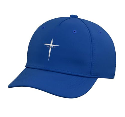 Cool Christian Cross Jesus Saves Men Women Graphic Christ Adjustable Baseball Hat - color: Royal Blue