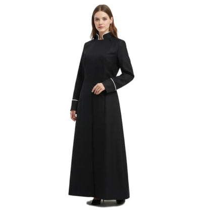 MYAYD Women Cassock Choir Cassock Church Robe Minister Robe Clergy Pulpit Liturgical Black White Handmade - color: Black, size: 5X-Large