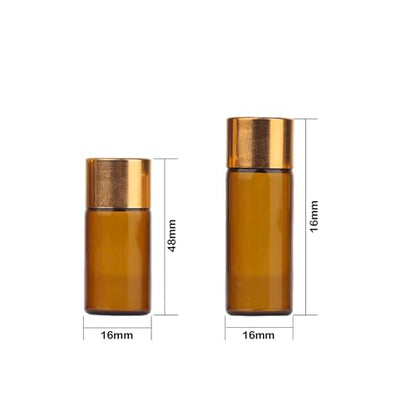 50Pcs 3ml Amber Mini Essential Oil Bottles Sample Bottles with Orifice Reducers and Gold Caps,3ml Amber Glass Bottles Vials,for Perfume Aromatherapy Cosmetic Oils Container - size: 3ml