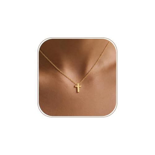 Gold Cross Necklace for Women, Dainty Small Cross Pendant - color: Necklace01