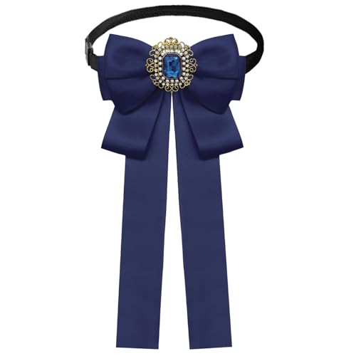 Womens Bow Tie Adjustable Rhinestone Bowtie for Women Ladies Girls Pre-tied Womens Tie for Shirt Suit Uniform - color: Blue-strap-style 2