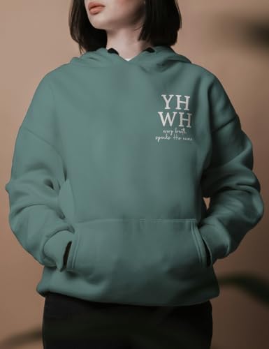 Christian Sweatshirt Women Men YHWH Hoodie Shirt Jesus Faith Inspirational Funny Letter Printed Graphic Pullover Tops - color: Green, size: Large
