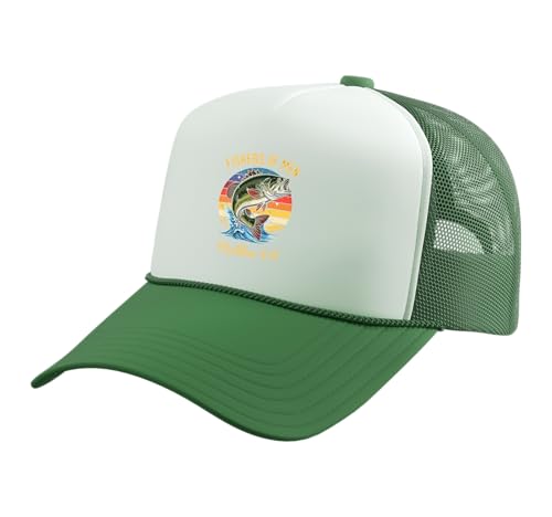 Fishers of Men Matthew 4-19 Bible Christian Fishing Lover Trucker Hat with Adjustable Mesh Back - color: Kelly Green/White