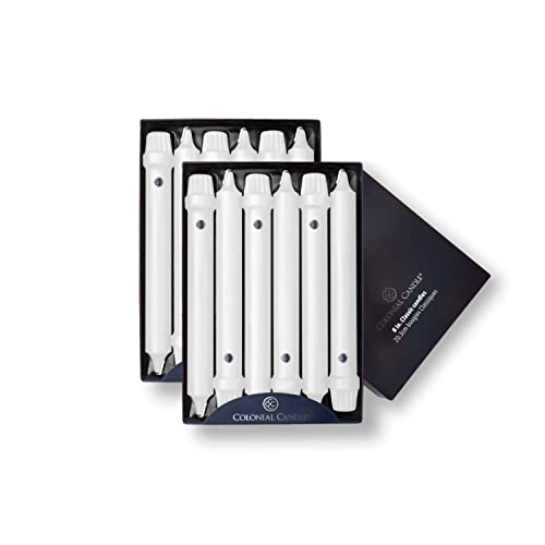Colonial Candle Unscented Taper Candle, Classic Collection, White, 8 In, Pack of 12 - Up to 6 Hours Burn - color: White, size: 8 In, style: Classic