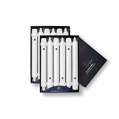 Colonial Candle Unscented Taper Candle, Classic Collection, White, 8 In, Pack of 12 - Up to 6 Hours Burn - color: White, size: 8 In, style: Classic