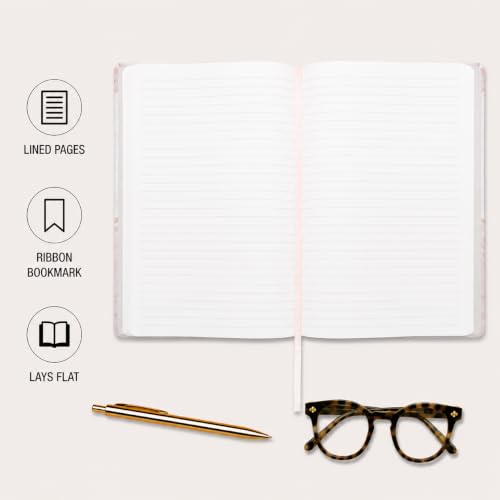 WORLD TRAVELER Large Lined Journal Notebook 256 Ruled White & Ivory Pages - color: Pink Marble