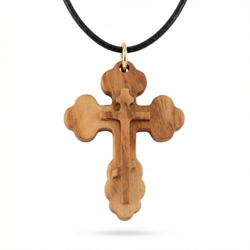 Wood Cross Necklace,Handmade Wood cross pendant Handcraft Christian Faith Pendant Gift for Women & Men - color: olive
