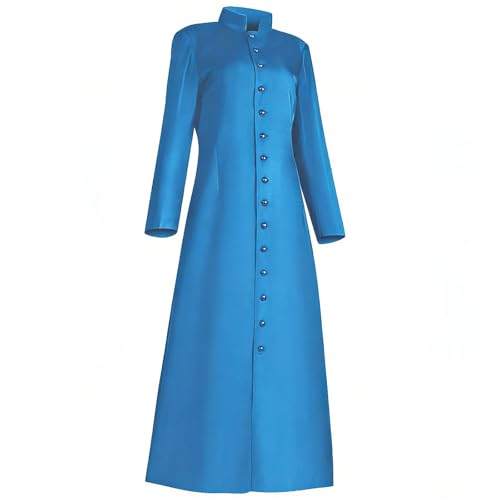Clergy Robes for Women Men Minister Priest Robe Cosplay Cassock Choir Uniform Church Costume - color: Blue, size: Large