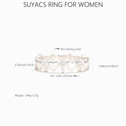 SUYACS 14K Gold Plated Cross Pray Rings for Women Daughter - color: Style 4-Silver, size: 6