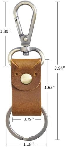 Jack&Chris Genuine Leather Keychain, Small Keychain for Man and Women, Key Holder Mens Belt Key Chain Ring, Red Brown - color: 3pack-coffee