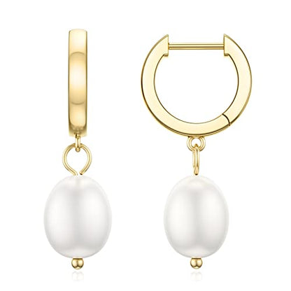 SEVENWELL Huggie Hoop Earrings for Women, Dangle Dangle Hoops - color: 09 Gold Pearl