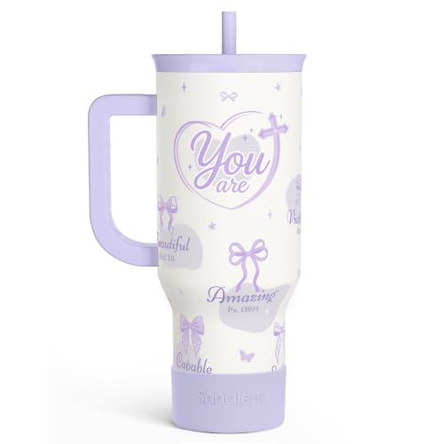 Christian Stainless Steel Slider Tumbler with Handle 40 Ounces with Lid, Travel Cup, Insulated Bottles for Girls Women - color: Christian
