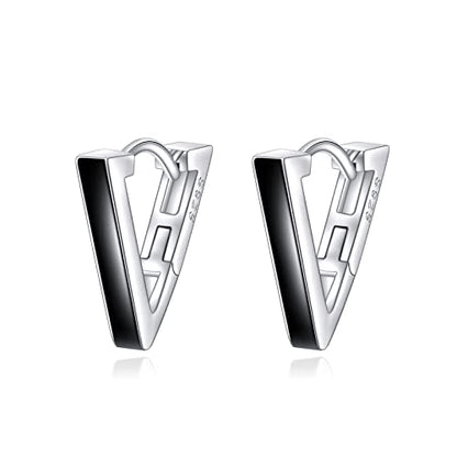 AOBOCO Black Hoops Earrings for Men Sterling Silver Viking Celtic Cross Heart Skull Round Triangle Hoop Earrings Birthday Father Day Christmas Jewelry Gifts for Men Women Friends - style: Triangle Hoops
