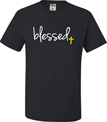 Go All Out Adult Blessed Cross Jesus Christian Gift T-Shirt - color: Black, size: 3X-Large