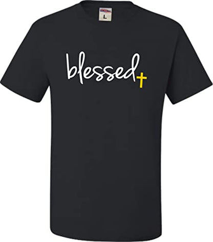 Go All Out Adult Blessed Cross Jesus Christian Gift T-Shirt - color: Black, size: 3X-Large