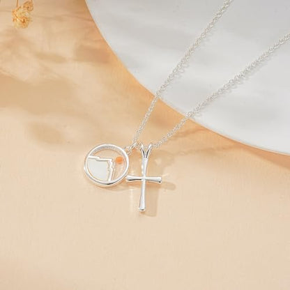 Mustard Seed Cross Necklace for Teen Girls Women, Moving Mountains Faith Christian Religious Birthday Jewelry Gifts - color: Silver
