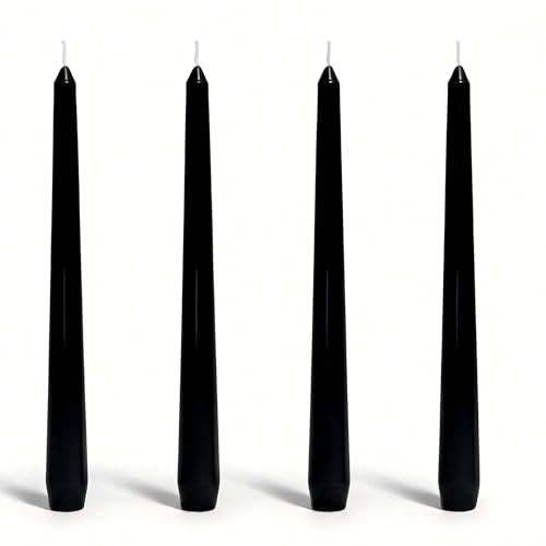 4 Pack Black Taper Candles丨Taper Candles 10 Inch Dripless丨Unscented & Smokeless Candlesticks Bulk丨7-8 Hours Long Burning Tall Candles丨Ideal for Christmas Weddings Parties Dinner - color: Black, size: 4 Pack Taper Candle