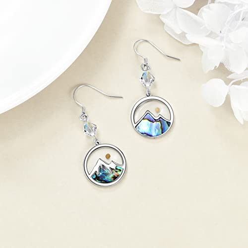 AOBOCO Mustard Seed Earrings for Women Sterling Silver Mountain Cross Earrings Dangle Christian Religion Jewelry Mothers Day Birthday for Mom Wife Friends - style: Round Crystal Earring