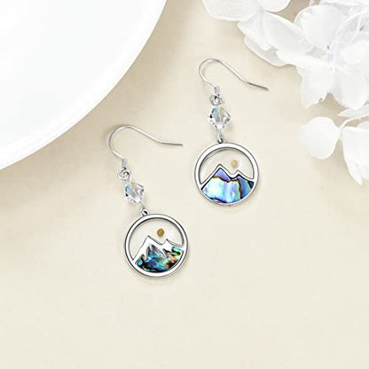 AOBOCO Mustard Seed Earrings for Women Sterling Silver Mountain Cross Earrings Dangle Christian Religion Jewelry Mothers Day Birthday for Mom Wife Friends - style: Round Crystal Earring