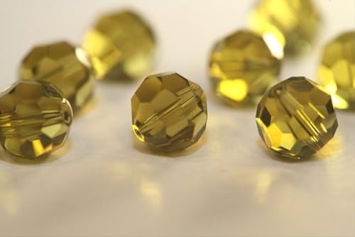 100pcs Adabele Austrian 4mm (0.16 Inch) Small Faceted Round Crystal Beads Khaki Green Compatible with Swarovski Crystals Preciosa - color: Khaki Green, size: 4mm Small (100pcs)