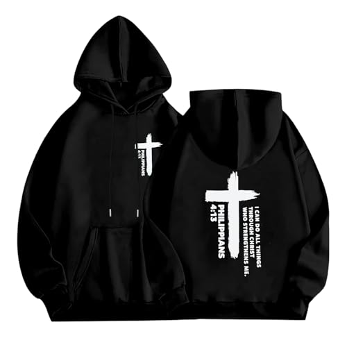 Christian Hoodies for Men Religious Faith Jesus Hoodie - color: Black, size: Small