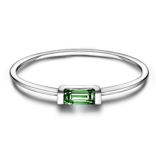 Helonley Birthstone Stack Rings for Women: 925 Sterling Silver Stacked Ring - color: Birthstone May.
