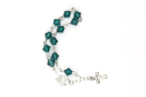 Catholic Communion Rosary Bracelet Created with Swarovski® Crystals, Glass - color: Emerald - May