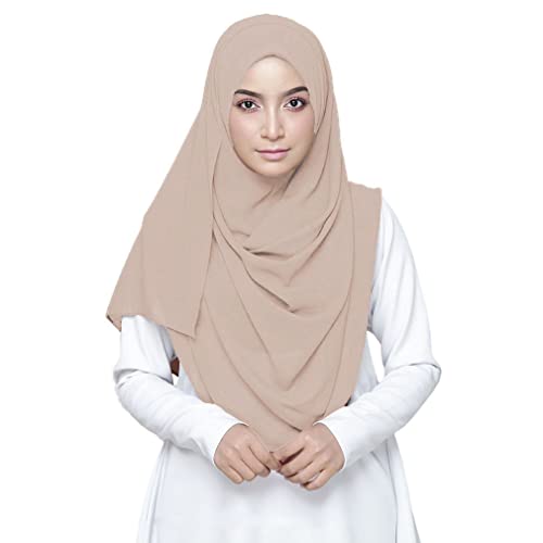 LMVERNA Solid Color Bubble Chiffon Scarf for Women Fashion Soft Hijab Long Scarfs Wrap Scarves - color: Light Pink