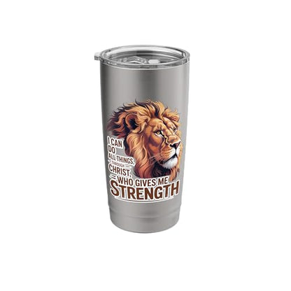 I Can Do All Things Through Christ Who Gives Me Strength Stainless Steel Insulated Tumbler - color: Brushed Steel
