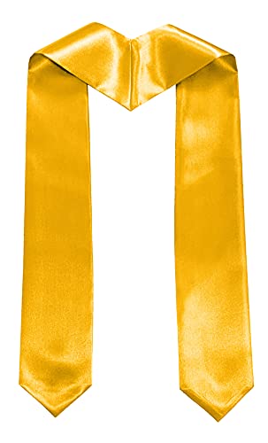 Plain Graduation Stole Sash 60 Inch Unisex Adults Solid - color: Gold Stole