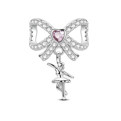 LUXILLA 925 Sterling Silver Charm Golden Family Tree Sparkling Cross Cute Dragon Charms Fits Bracelets Necklace Pendant Bead Jewelry Gift for Women Family Friends - color: Bow Dangle Charm