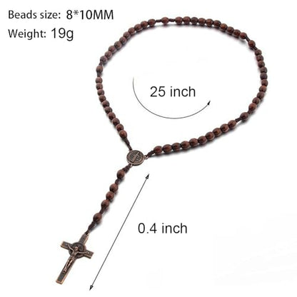 Rosary Beads Catholic - Handmade Wooden Rosaries, Wooden Bead Rosary Necklace, Metal Cross For Catholic Or Christian Gift - color: brown 1