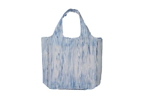 Pure Sage Reusable Grocery Bag - Stylish Shopping Bags for Groceries - Foldable Tote Bag - color: Indigo Reeds