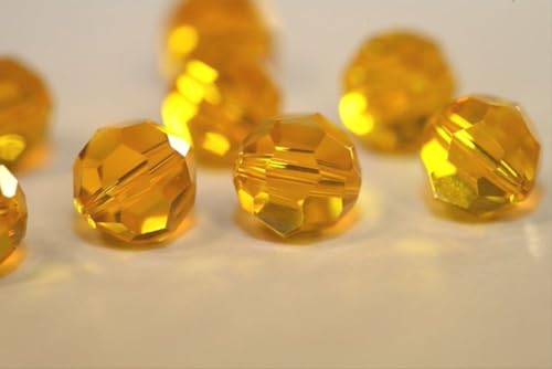 100pcs Adabele Austrian 4mm (0.16 Inch) Small Faceted Round Crystal Beads Light Topaz Yellow Compatible with Swarovski Crystals Preciosa - color: Light Topaz/Yellow, size: 4mm Small (100pcs)