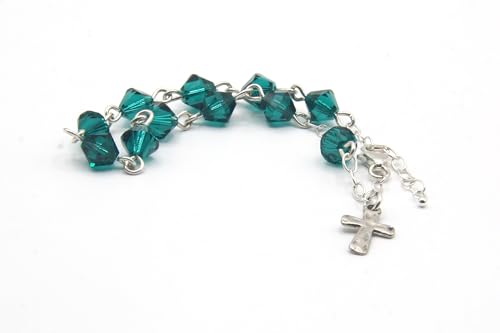 Catholic Communion Rosary Bracelet Created with Swarovski® Crystals, Glass - color: Emerald - May