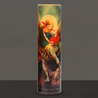 Stonebriar St. Micheal Flameless LED Devotional Prayer Candle with Automatic Timer - size: 1 Count, style: St Michael