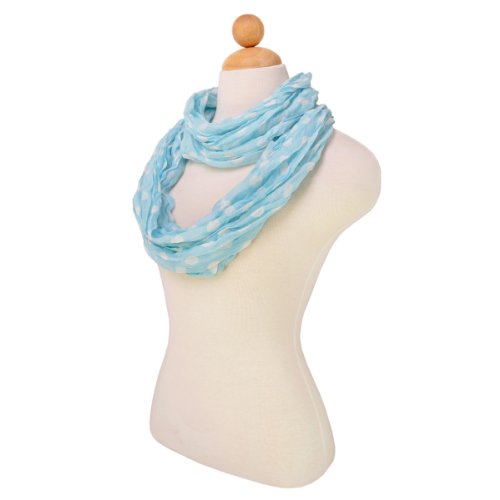 TrendsBlue Premium Polka Dot Infinity Loop Fashion Scarf - color: Light Blue