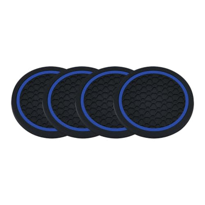 4PCS Car Cup Holder Coasters - 2.75 Inch Non-Slip Insert Water Bottle Holder Pads, Dustproof Automotive Interior Accessories Mat, Universal for Vehicles, Trucks, RVs (Blue) - color: Blue