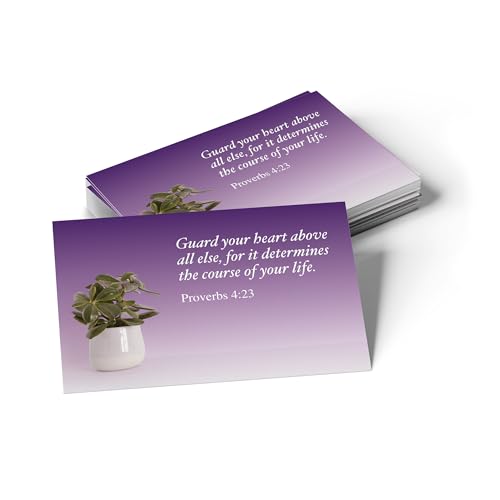 Pass It On Scripture Cards, Faith, Prov 4:23 - Pack of 25 Inspirational Christian Cards with Scripture Encouragement, Bible Verse Cards For Devotional, Bible Study, Memorization & Greetings - color: Guard Your Heart